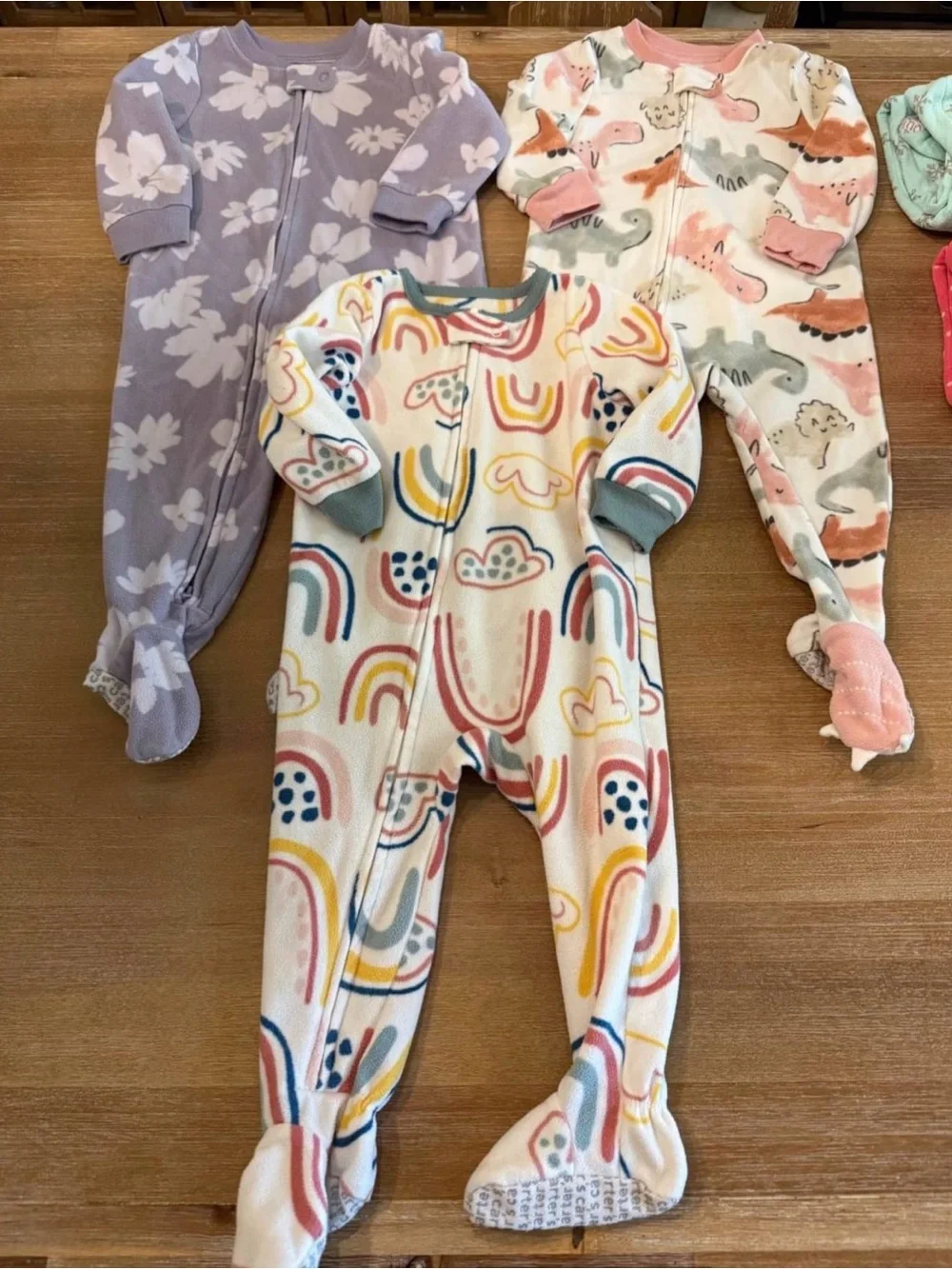 Five 12 Month Carter's Fleece Footed Pajama Bundle